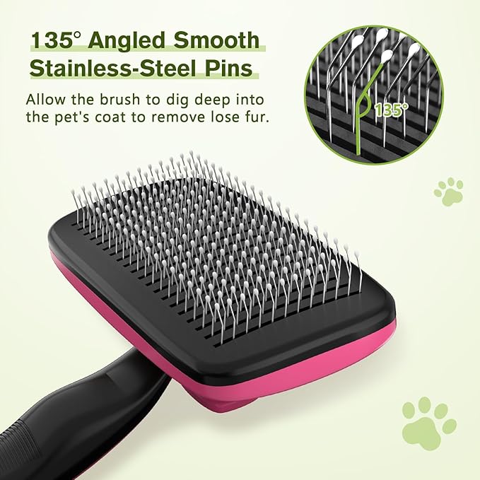 Pecute Self-Cleaning Slicker Brush for Dogs, Cats, Lightweight Dog Brush for Shedding Massaging Grooming, Cat Brush Gently Removes Loose Fur Undercoat for Small Dogs Cats Rabbits of All Hair Types