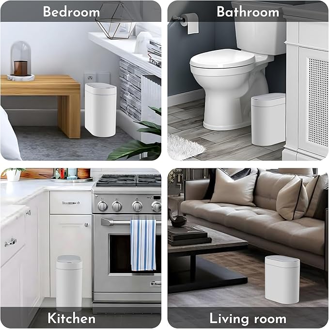 Bathroom Trash Can with Lid 2 Gallon Slim Motion Sensor Garbage Can Narrow