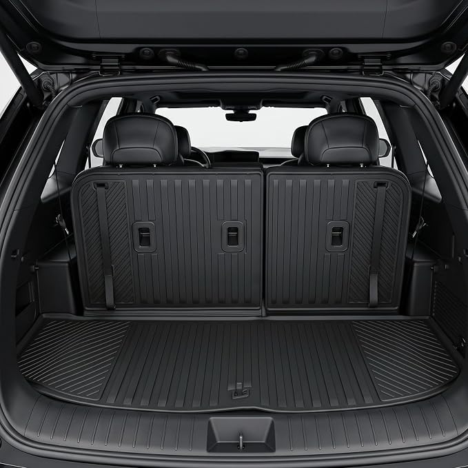 Auxko All Weather Floor Mats Cargo Mat with Backrest Mat for 2027 Kia Telluride Hybrid TPE Liners Accessories Guard Odorless Anti-Slip Floor Liners Trunk Tray with Back Seat Protectors