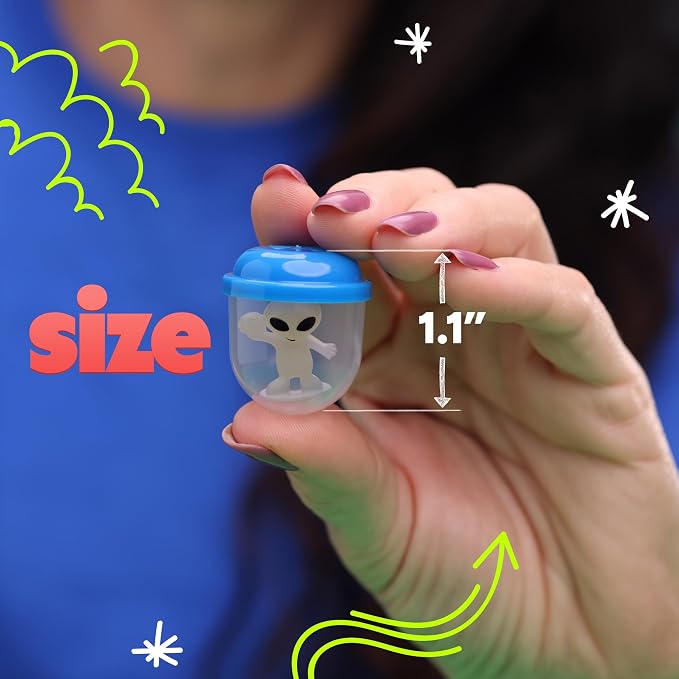 Alien Toys in Capsules - 250 Pcs of 1.1 Inch Plastic Capsules & 1 Inch Glow in the Dark Alien Figurines for Kids - Party Favors - Classroom Prizes - Toys Bulk for Vending Machine Refill