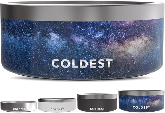 Coldest Dog Bowl - Anti Rust Metal, Non Slip, 3 Layers Insulated Stainless Steel Dog Bowls - Spill Proof & Heavy Duty - Water Bowl for Dogs, Cats & Pets, Dish Washer Safe (100 oz, Into The Beyond)