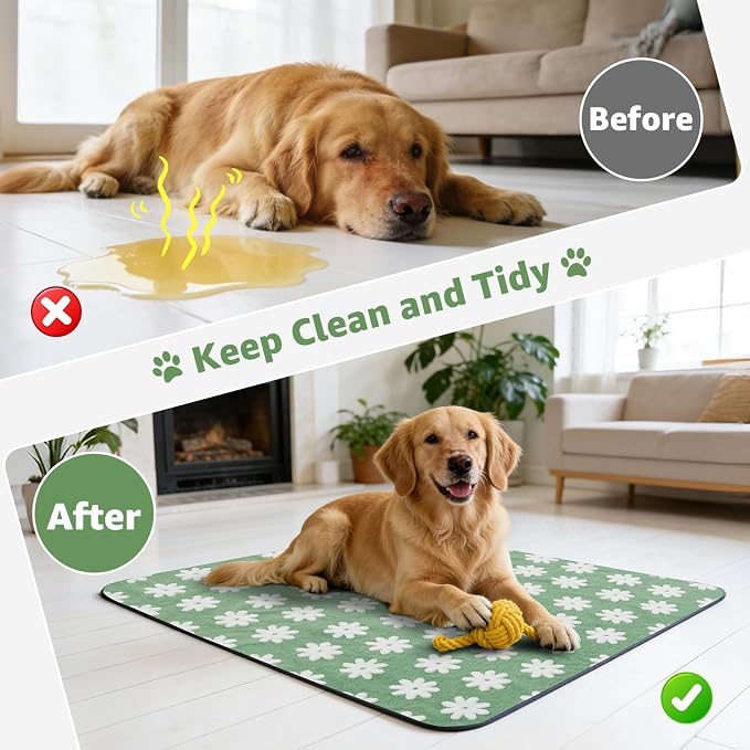 LOOBANI Washable Puppy Pads, Reusable Dog Pee Mat 36"x24", 2 Pack | Super Absorbent, Waterproof, Leakproof, Non-Slip, Soft For Playpen, Crate, Potty Training, Floors