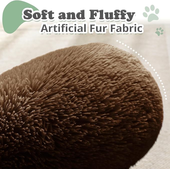 JOLLYVOGUE Dog & Cat Bed, Calming Anti-Anxiety Pet Bed for Small Dogs, Fluffy Donut Cushion for Small and Medium Pets (20")