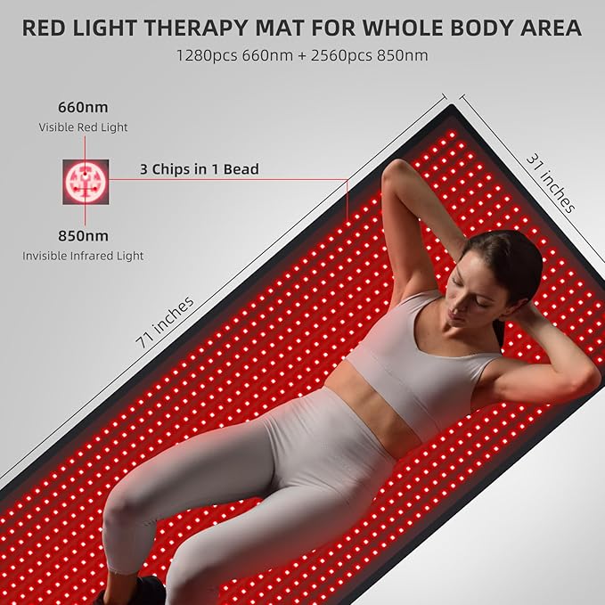 Red Light Therapy Large Mat for Whole Body Relief 71''x31'' Infrared Therapy