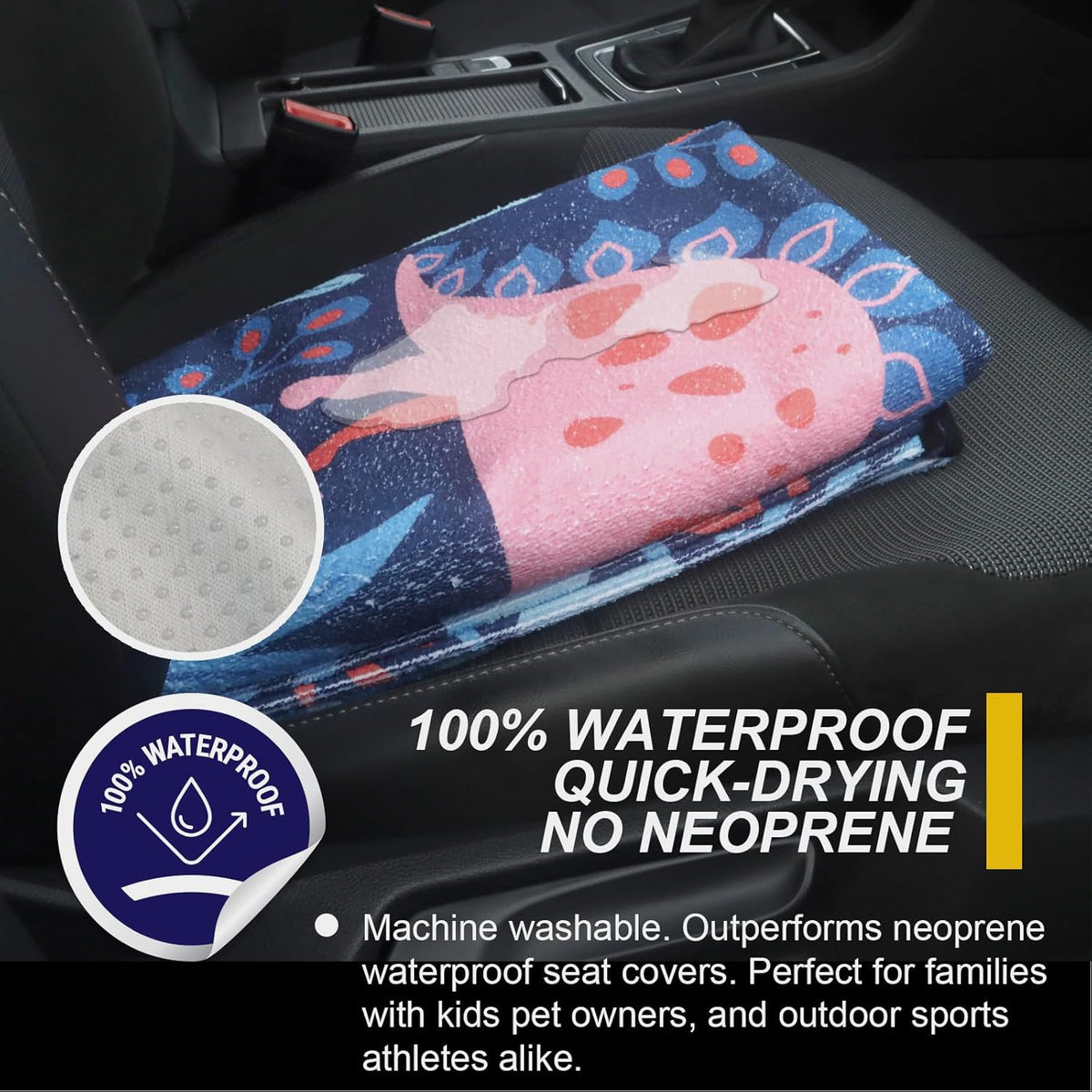 Back Seat Cover for Car Trucks Van SUV,Waterproof Rear Bench Towel Seat Covers for Dogs and Kids,Automotive Backseat Protector (Dinosaur)