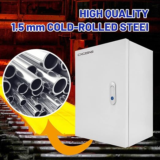 Outdoor Electrical Box 16 x 12 x 8”D NEMA 4X Enclosure Steel Box, Waterproof &