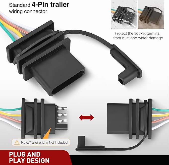 Nilight 4 Pin Trailer Wiring Harness Kit 118847/56473 Simple Fit Hitch | Vehicle Standard 4 Way Connector Custom for 2022 2023 2024 2025 Jeep Grand Cherokee 2021-25 Grand Cherokee L Accessories