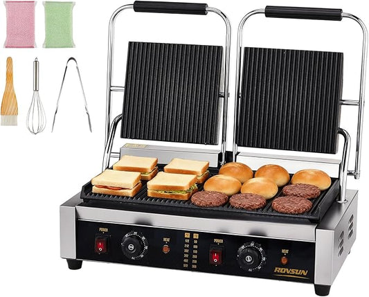 ROVSUN 813 Commercial Panini Press Grill, 3600W Stainless Steel Electric