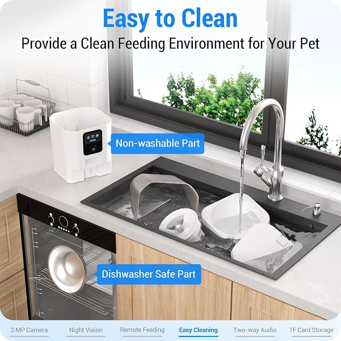 Frienhund Automatic Cat Feeder with 2K Camera: 5G WiFi Automatic Dog Feeder with Night Vision,Cat Food Dispenser with 7L Large Food Storage Container for Multiple Pet,Detachable for Easy Clean -29 Cup