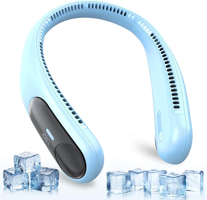 Portable Neck Fan, Personal Wearable Bladeless Fan, LED Display, 6000mAh USB