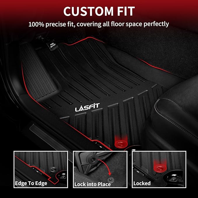 LASFIT Floor Mats for Toyota Camry 2017 2016 2015 LE/SE/XLE/XSE/Hybrid, Custom Fit TPE All Weather Floor Liners for Camry 2015-2017 1st & 2nd Row Car Mats, Black
