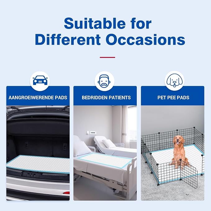 MILDPLUS Bed Pads Disposable 40"X60" Chucks Pads Oversized Underpads with 200 Gram, Super Absorbent Pee Pads Disposable Mattress Pads Incontinence Pads for Adults, Elderly, Pets [100x150CM, 30pcs]