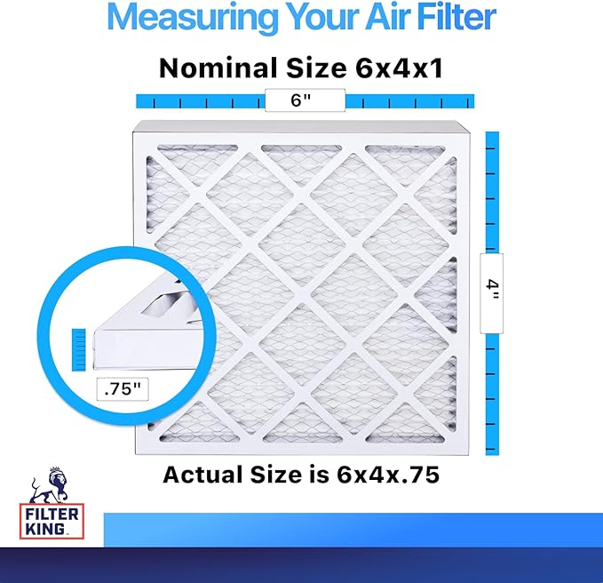 Filter King 6x4x1 Air Filter | 4-PACK | MERV 8 HVAC Pleated A/C Furnace Filters