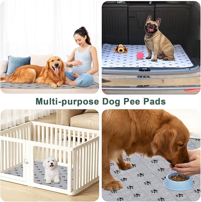 2 Pack 72"x 72" Waterproof Non Slip Wee pad，Reusable Washable Pee Pads for Dogs，Absorbent and Leakproof Training Mats for Potty, Bed, Sofa, Potty Training
