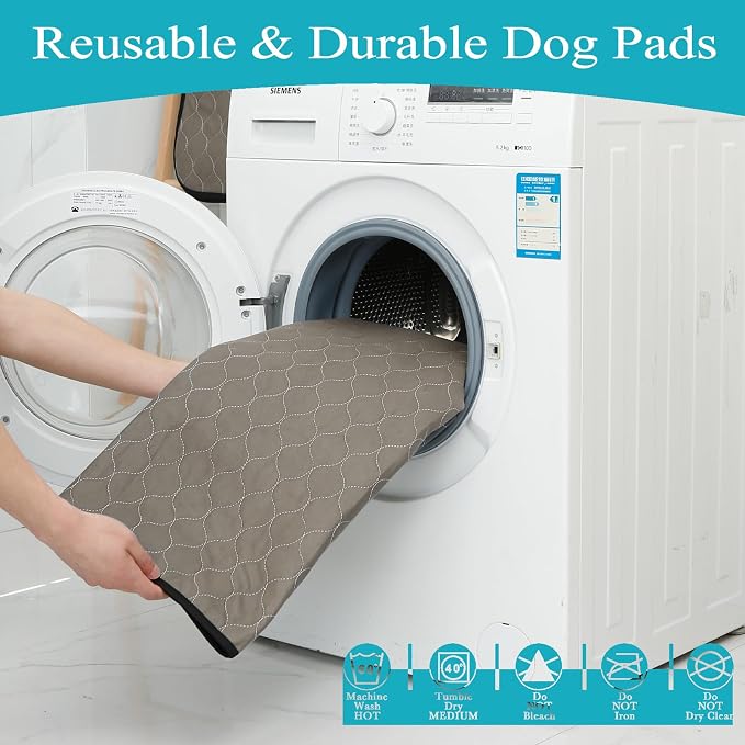 Bunlitent Washable Pee Pads for Dogs 24" x 36", 5 Pack, Brown | Reusable, Quick Dry, Anti-Slip, Waterproof, Reusable Puppy Pads, Whelping Pads, For Training, Playpen, Incontinence