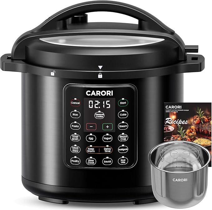 1200W 12-in-1 Electric Pressure Cooker 8Qt, Stainless Steel Pressure Cooker