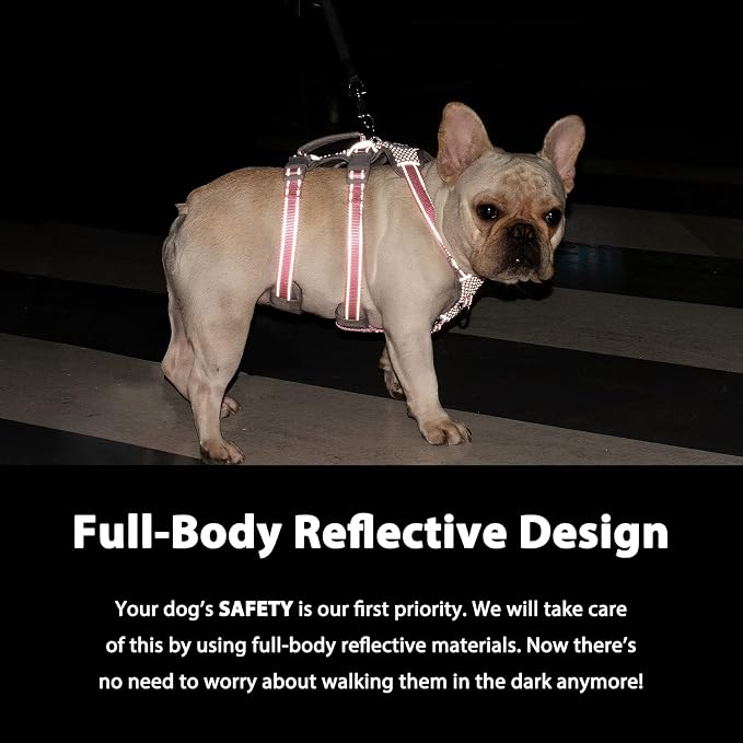 Escape Proof Dog Harness, Escape Artist Harness, Fully Reflective Harness with Padded Handle, Breathable,Durable, Adjustable Vest for Medium Dogs Walking, Training, and Running Gear (Black,XS)