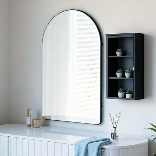 20x28 inch Black Arched Mirror for Bathroom Vanity Mirror or Wall Decor Arch