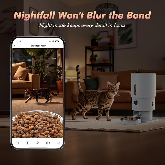 Automatic Cat Feeder with Camera - 5G WiFi Timed Cat Food Dispenser