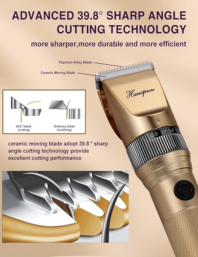 Dog Grooming Clippers, Professional Dog Clipper for Thick Coat 12V Plug-in Pet Trimmer High Power Pet Clippers Low Noise with Guard Combs Brush for Dogs Cats and Other Animal