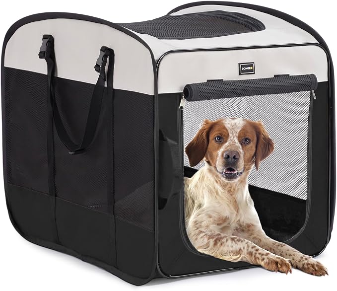 Dog Kennels and Crates for Medium Dogs, Portable Pop Up Indoor Pet Cage with Sturdy Wire Frame, Collapsible Travel Crate Soft Sided Cat Bag Escape Proof (Black, 24.0" L x 16.0" W x 19.0" H)