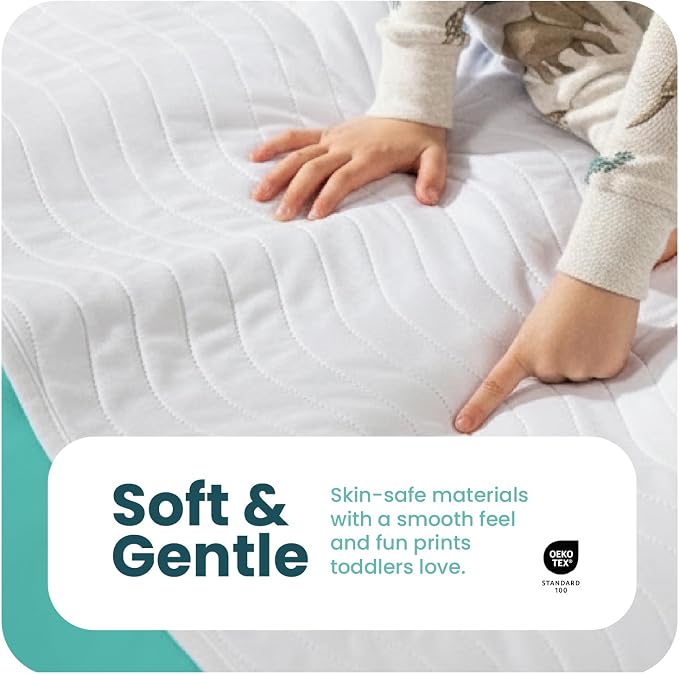 IMPROVIA® Pee Pads for Kids - Bed wetting Pads for Kids Potty Training Bed mats for Toddlers Waterproof Reuseable Washable Absorbent, Non Slip - White - Twin Size 34”x36