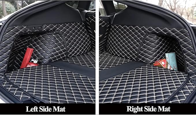 Car Cargo Mat Compatible with BMW X5 5 Seat 2014-2018 Backrest Mat+Trunk Mat+Hight Side Mat Full Coverage Trunk Liner Luxury Leather-Beige