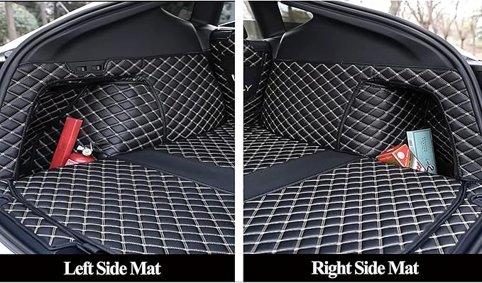 SUV Trunk Mat Compatible with BMW X5 7 Seater 2014-2018 Heavy Duty Back Seat Cover & Rear Cargo Mat & High Side Panel - Black with Black Stitching