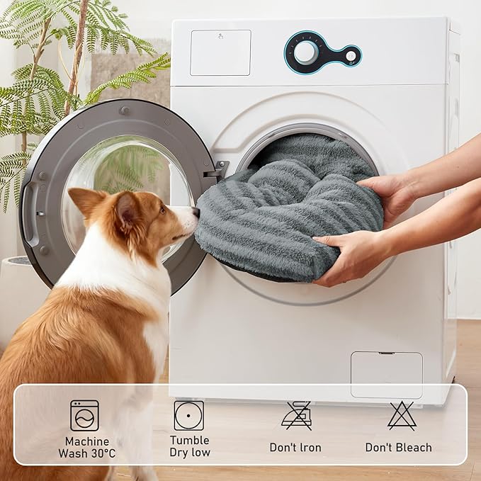 FURTIME Washable XXL Dog Bed for Extra Large Dogs, Giant Dog Crate Beds | Comfy Fluffy Kennel Pad Anti-Slip Pet Sleeping Mat, Machine Washable Dogs Pillow, 47"x29"x4", Gray
