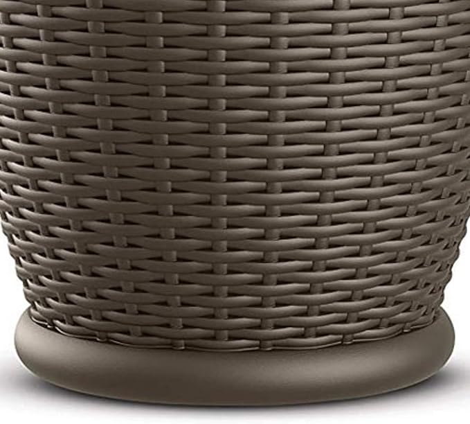 Suncast 2 Pack Wicker Planter w/Drillable Drain Holes, Decorative Indoor/Outdoor Pot, 18in, Java