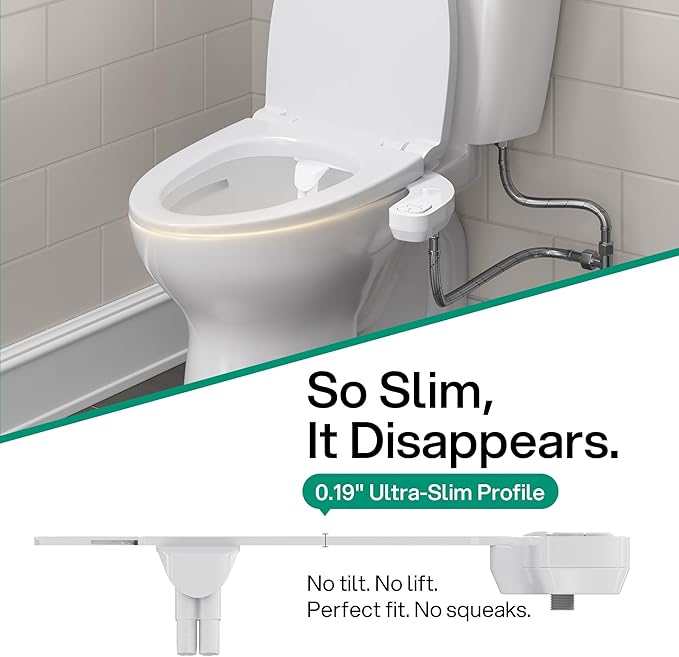 hansrapo Left-Hand Bidet Attachment– Non-Electric Dual Nozzle