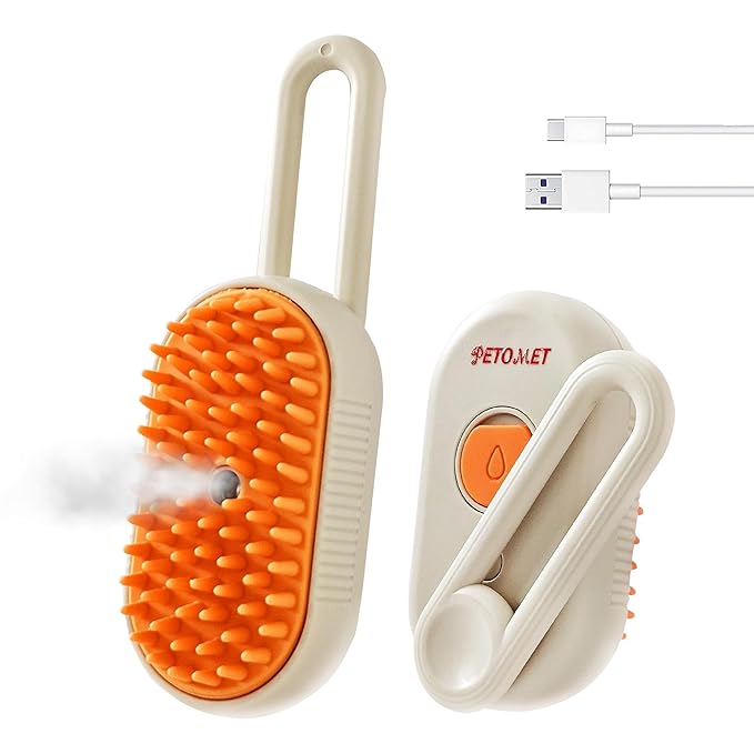 4 in 1 Cat steam brush, steam brush for dogs, rabbits., Pet spray comb for shedding and grooming, Gentle Technology, Easy-to-Clean, massage, Grooming Washable, useful for shedding