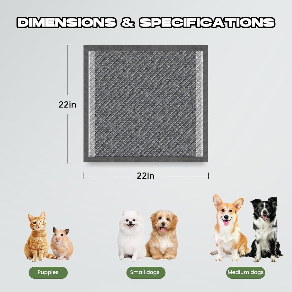 Charcoal Puppy Pads 80 Counts. Everyday comfort that fits naturally into your space.