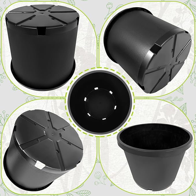 20 Gallon Nursery Pots Plastic Container Injection Molded Pot for Plants Flexible with Drainage Holes Suitable for Plants Soil Growers or Hydroponics Black 10 Pcs