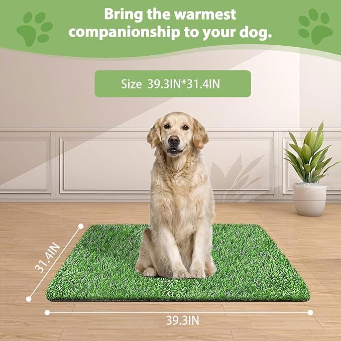 Artificial Grass for Dogs Pee Tray Fake Grass Mat for Professional Puppy Potty Trainer Replacement Dog Grass Pad for Indoor and Outdoor 39.3 x 31.4 Inch (Pack of 1)