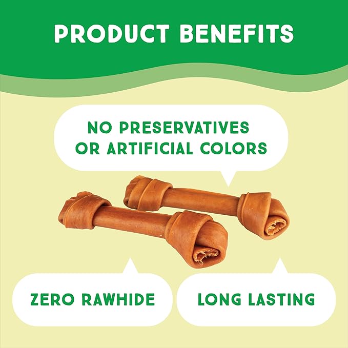 Ultra Chewy Turkey Tendon Knotted Bones for Dogs - Premium All-Natural, Hypoallergenic, Long-Lasting Dog Chew Treat, Easy to Digest, Ingredient Sourced from USA (5 Inches - 3 Pack)