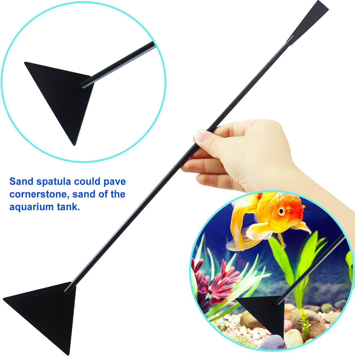 Aquarium Aquascape Tools Kit, Long 15 Inch Stainless Steel Aquatic Plants Tools, 4 in 1 Anti-Rust Black Aquascaping Tweezers Scissors Spatula Scrapers Tool Set for Fish Tank Cleaning Plant Trimming