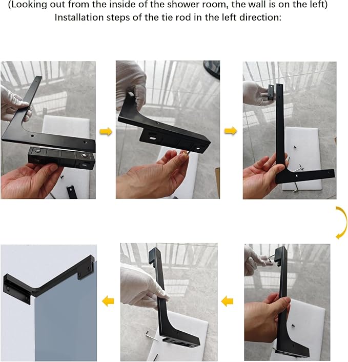 Shower Glass Support Bar, Both Sides Available, Frameless Bathroom Glass Clamp