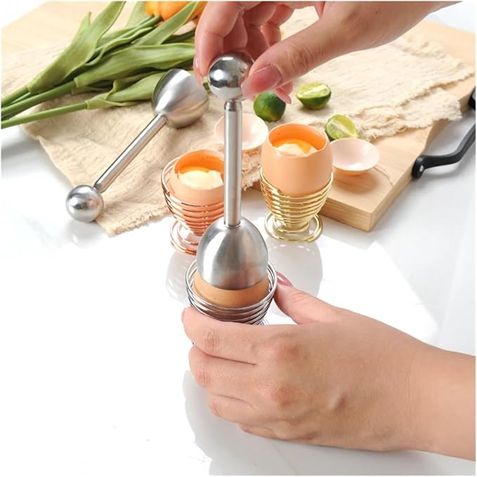 Stainless Steel Egg Topper, Eggshell Cutter Cracker Opener Remover, Multipurpose Egg Cup Kitchen Gadget(Silver)