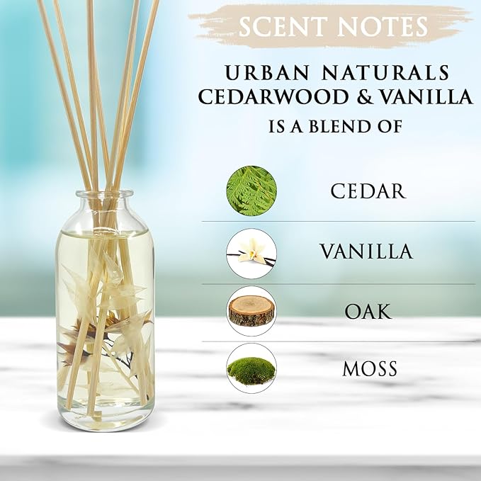 Urban Naturals Cedarwood & Vanilla Reed Diffuser Set | Made