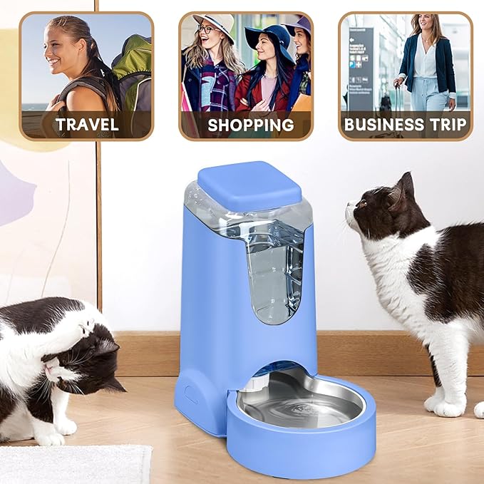 HWONMTE Portable Automatic Cat Feeder and Water Dispenser