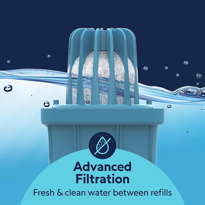 Petmate® Replendish® Automatic Dog Water Dispenser Gravity Pet Waterer with Microban Antimicrobial Protection, 100% BPA Free - 2.5 Gallon, Wide Mouth Bowl, with 2 Extra Filters