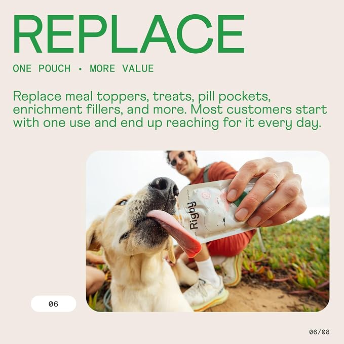 Rigby Wild-Caught Alaskan Salmon Dog Treat Squeeze Pouches — One Pouch Every Day for Meal Topping, Training, Pill Pockets, Lick Mats & Enrichment — Low-Calorie Omega-3 for Skin, Coat & Joint Support