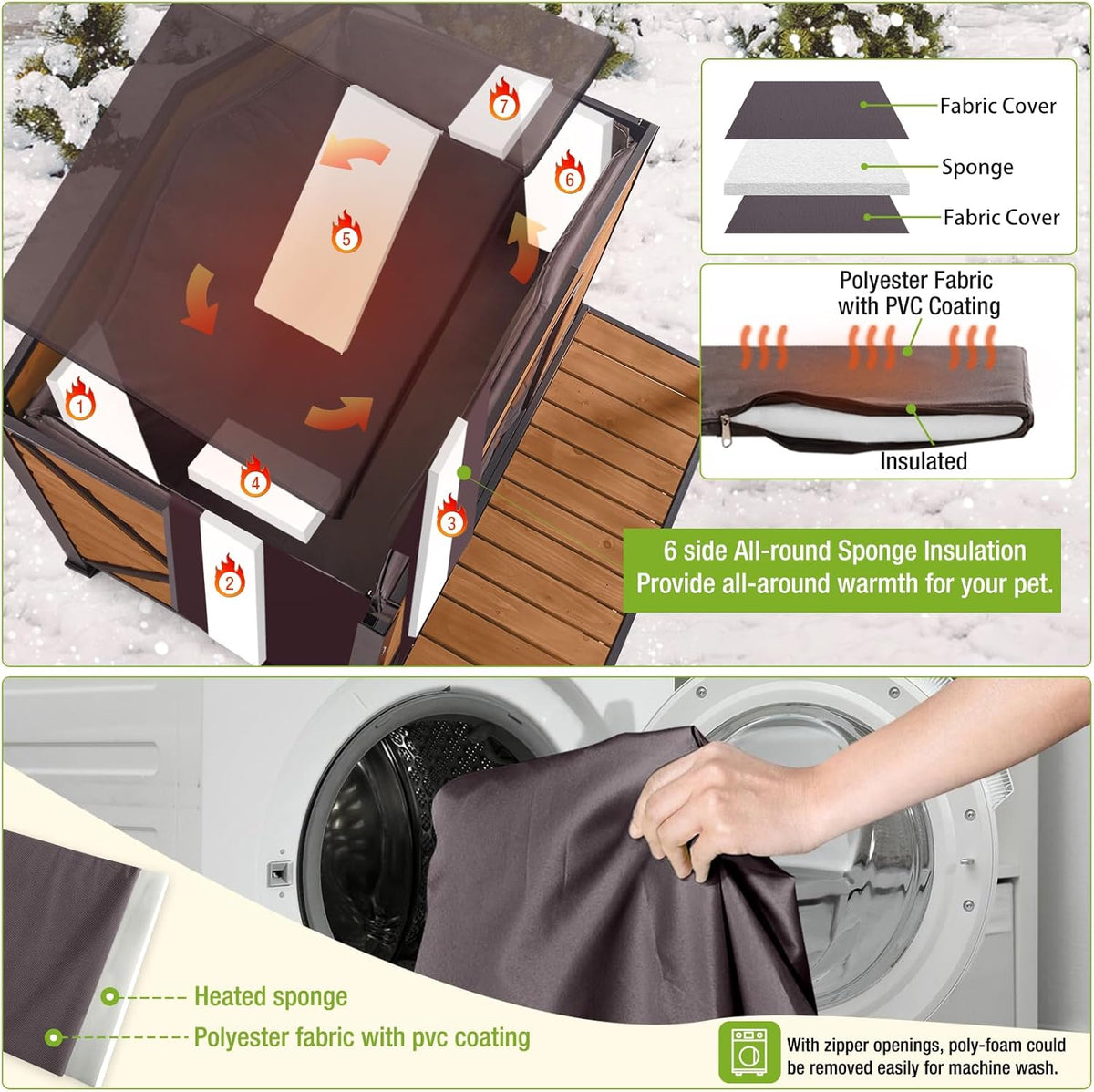 Dog House Outdoor Large Insulated Dog Kennel with Liner for Winter Waterproof Dog Cage for Small & Medium & Large Dogs,Unique All-Around Iron Frame