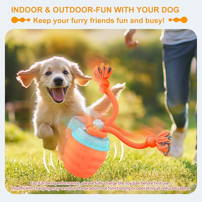 Interactive Dog Toys, [2025 Newly Upgraded] Motion Activated Rolling Squeaky Ball for Medium/Large Dogs, Automatic Moving Dogs Ball for Boredom, USB Rechargeable(Orange)