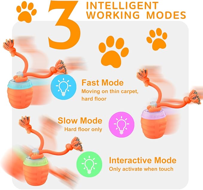 Interactive Dog Toys, [2025 Newly Upgraded] Motion Activated Rolling Squeaky Ball for Medium/Large Dogs, Automatic Moving Dogs Ball for Boredom, USB Rechargeable(Orange)