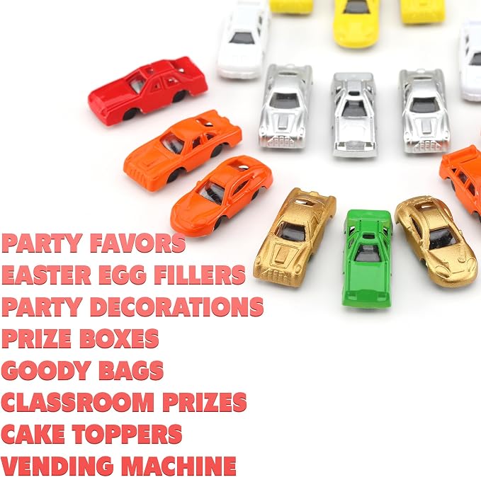 Racing Car Toys in Capsules - 50 Pcs - 1.1 Inch Plastic Capsules with Mini Racing Cars Toys for Kids inside - Bulk Easter Basket Stuffers Classroom Prizes
