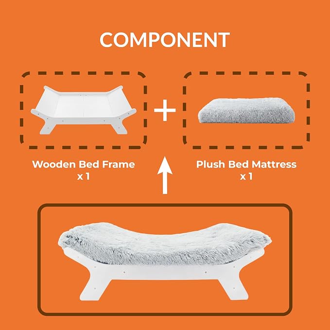 Elevated Wood Dog Bed Frame Mat Set, WalnutPattern, X-Large | Raised Sturdy Attractive Dog Sofa Couch Furniture,110 lb