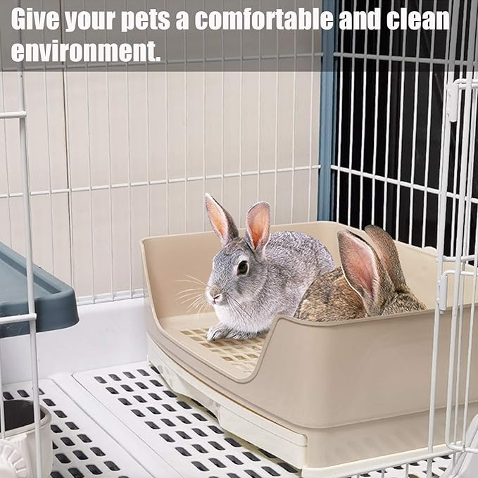 kathson Large Rabbit Litter Box Trainer, Potty Corner Toilet with Drawer Bigger Pet Pan for Adult Hamster, Guinea Pig, Ferret, Galesaur, Bunny and Other Animals (Brown)