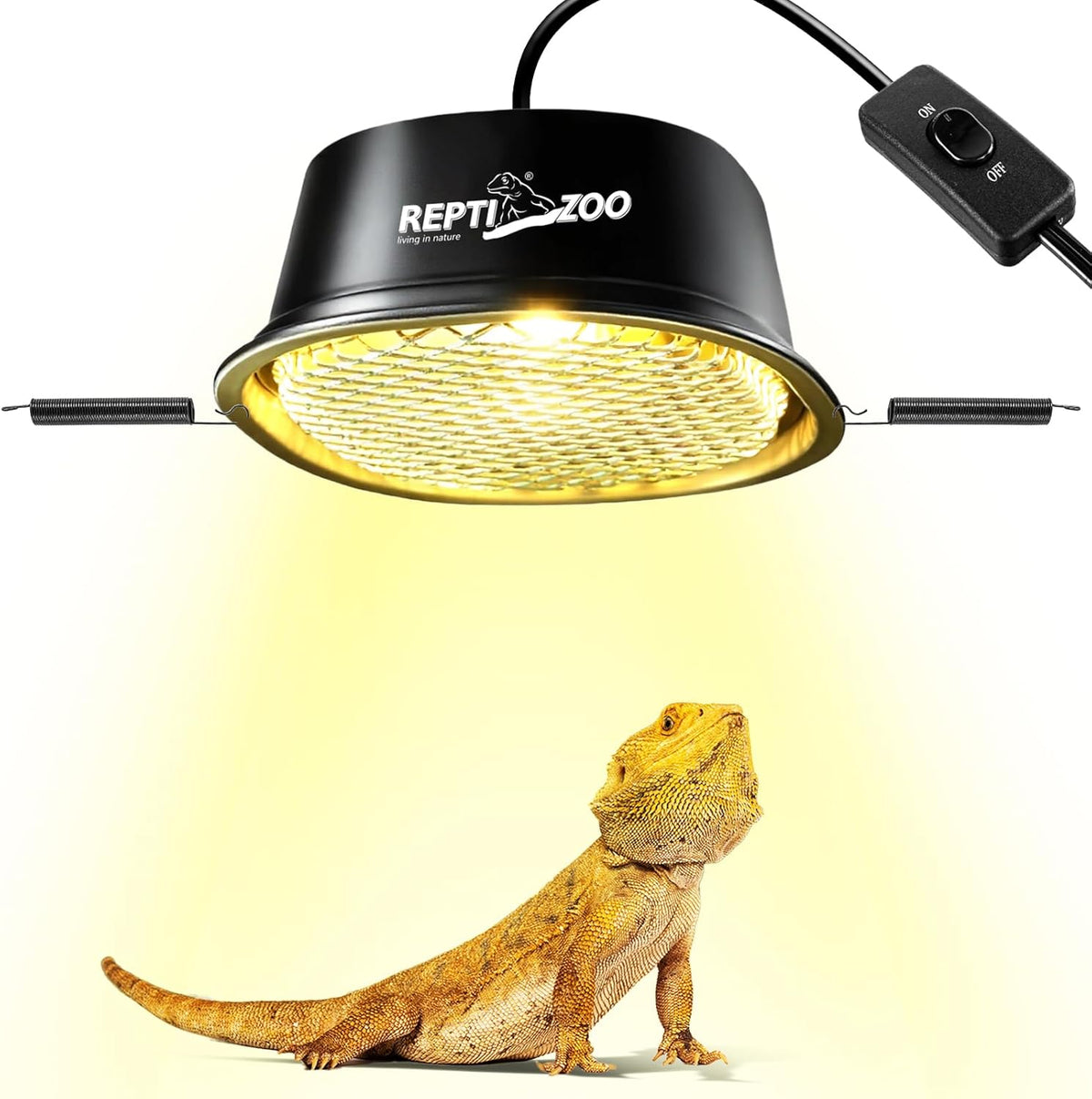 REPTI ZOO G9 Reptile Heat Lamp Bulb & Reptile Light Fixture with Safety Mesh Kit, 50W UVA Basking Light Fixture for Bearded Dragon Gecko Lizard Turtle Snake Chicken, Low Profile Warm White Heat Bulb